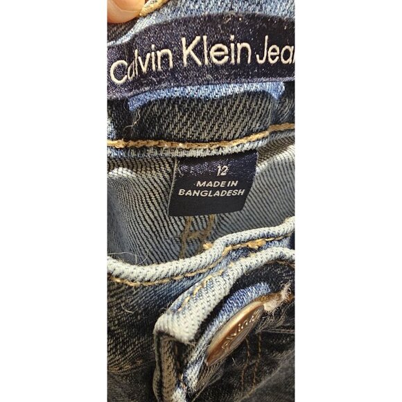 Calvin Klein Women's "Mom" Denim Jeans Size 12 High Rise Cropped Straight-Leg Bl - Picture 3 of 5